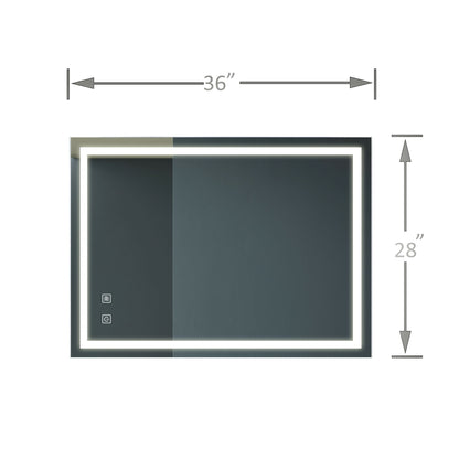 Bathroom Vanity Rectangle Mirror With Front Lighting, Anti Fog, Dimmable, Smart Memory Function Daily Nest