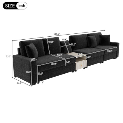Modular Sofa Couch With Storage Armrest And Center Console Noble House