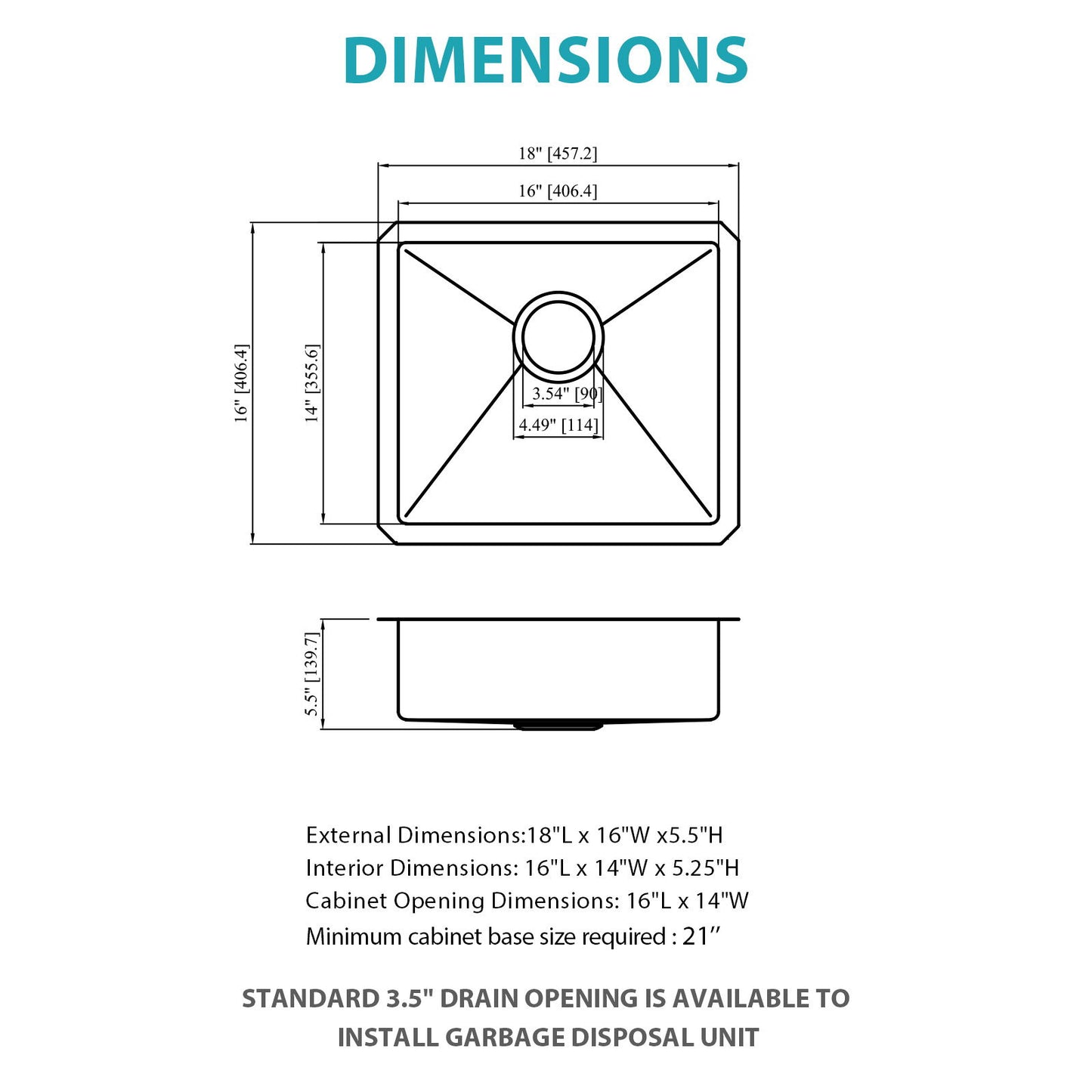 Modern Undermount Stainless Steel Kitchen Sink 16 Gauge, Deep Single Bowl Daily Nest