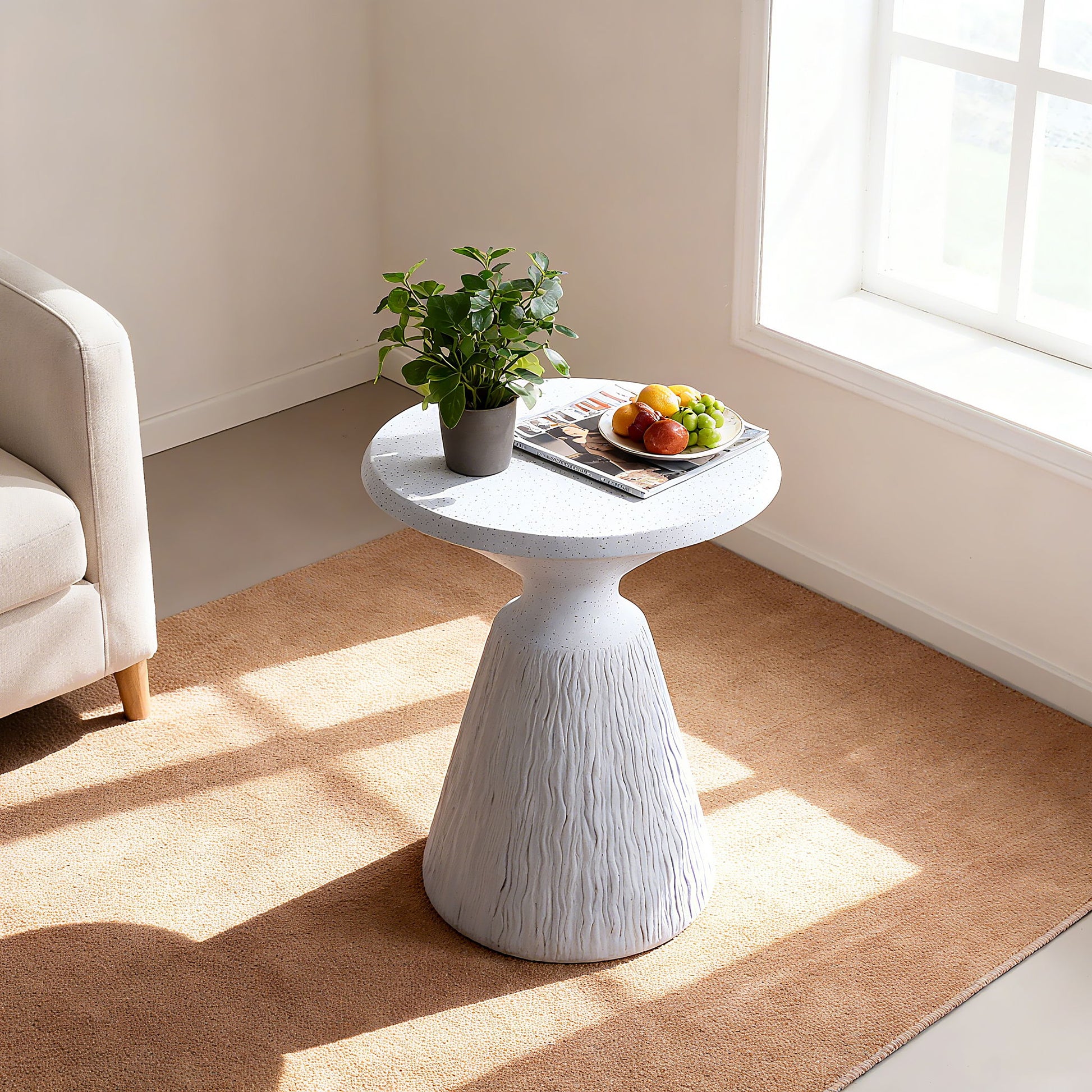 Outdoor End Table, Round Garden Stool - Aqua Grey Home Essentials