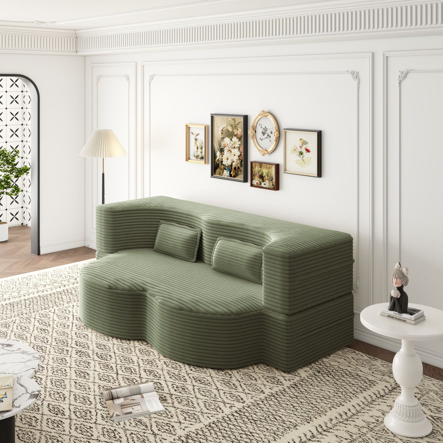 Convertible Foam-Filled Sleeper Sofa Bed With 2 Pillows Home Essentials