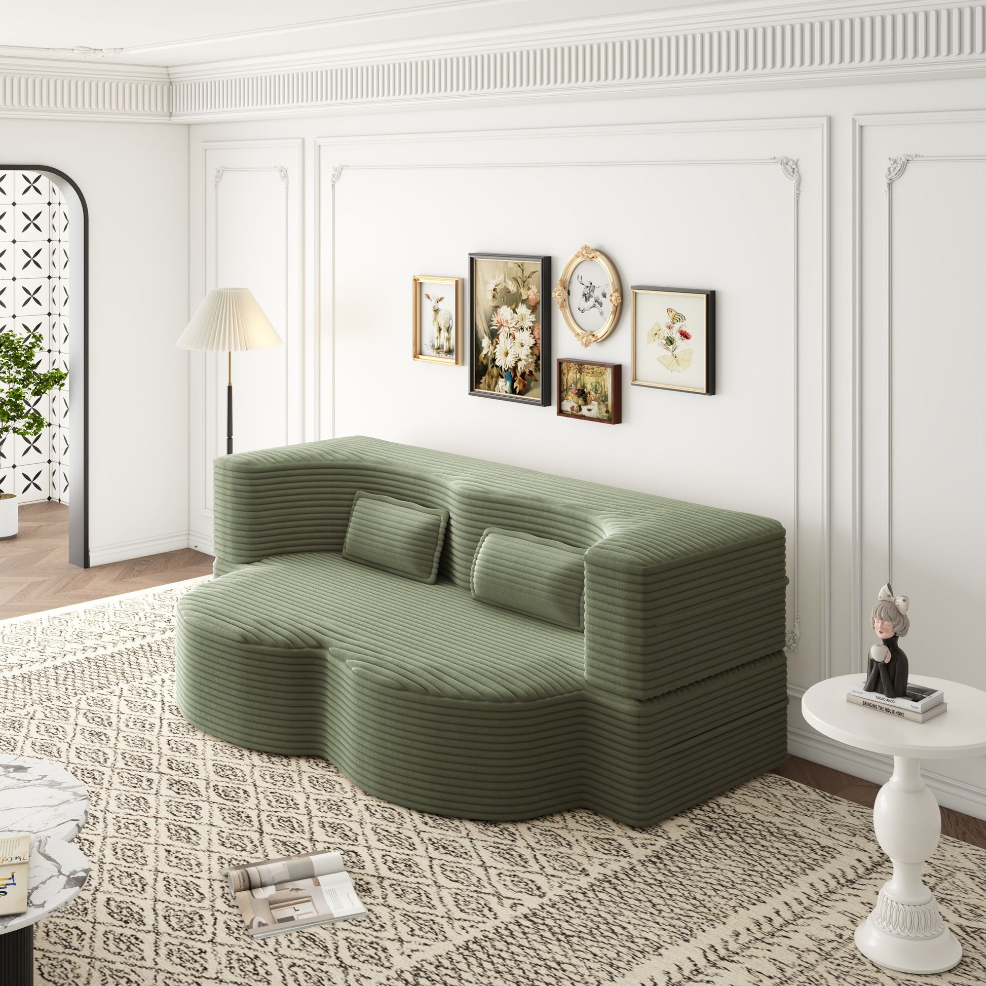 Convertible Foam-Filled Sleeper Sofa Bed With 2 Pillows Home Essentials