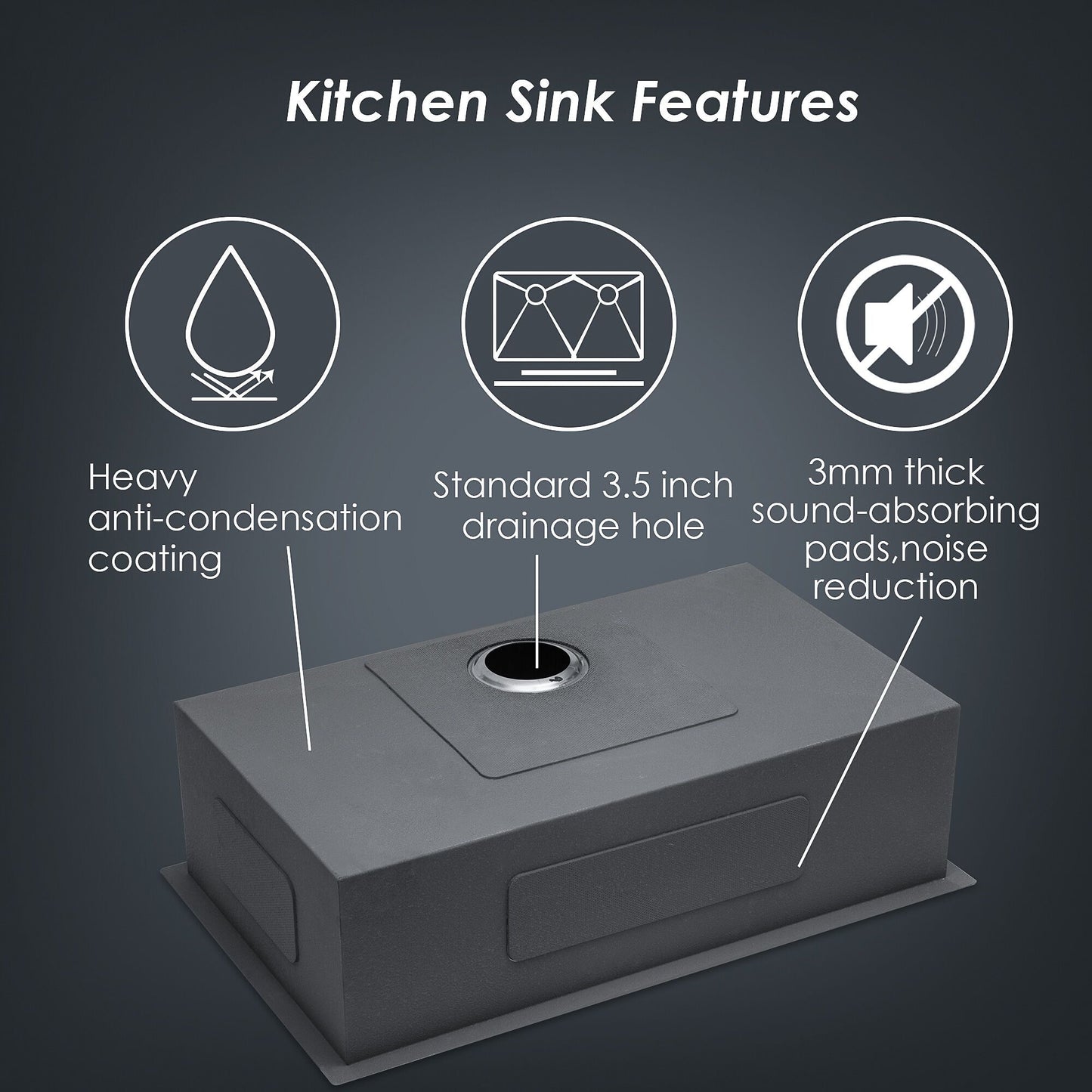 Undermount Stainless Steel Kitchen Sink, Deep Single Bowl Basin Daily Nest
