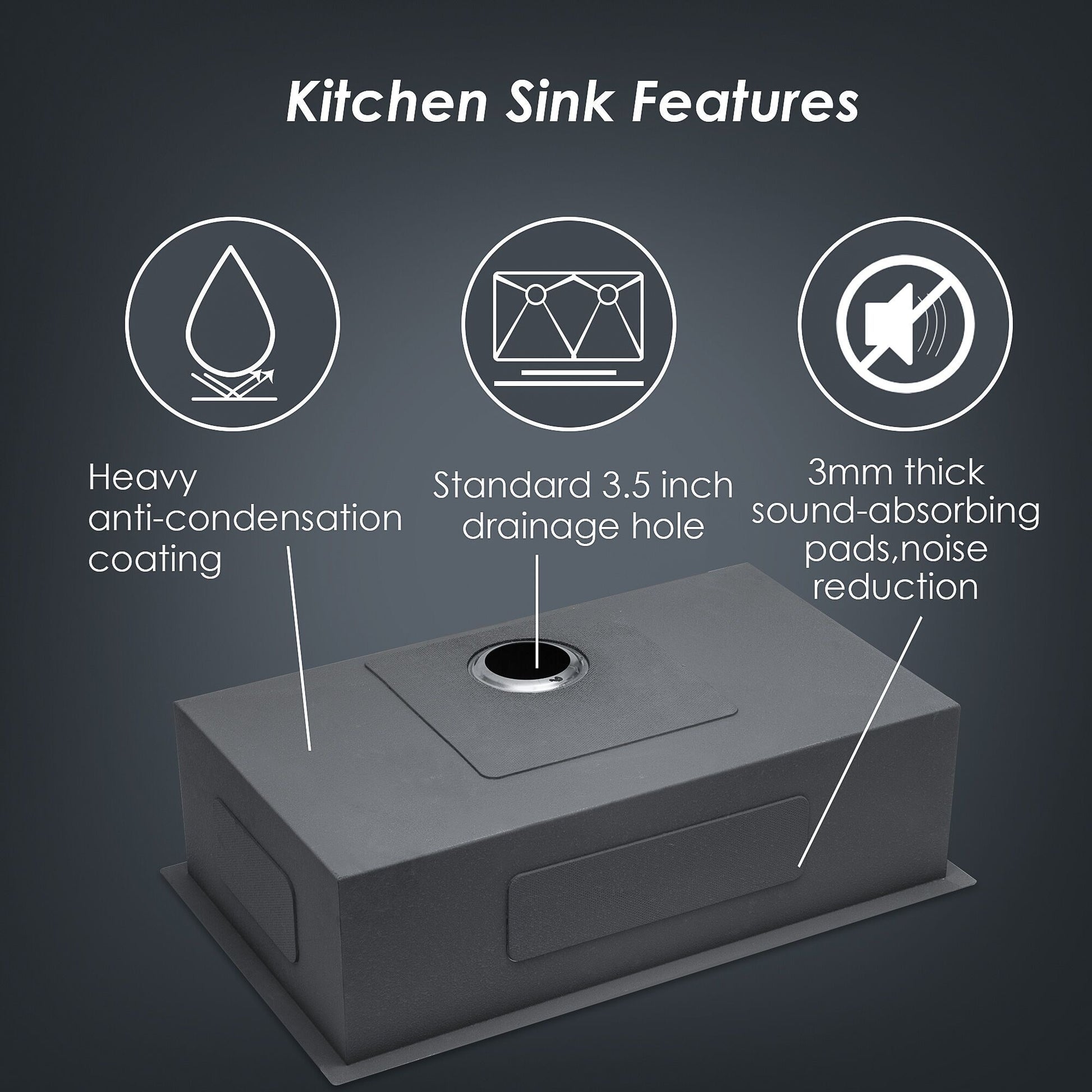 Undermount Stainless Steel Kitchen Sink, Deep Single Bowl Basin Daily Nest