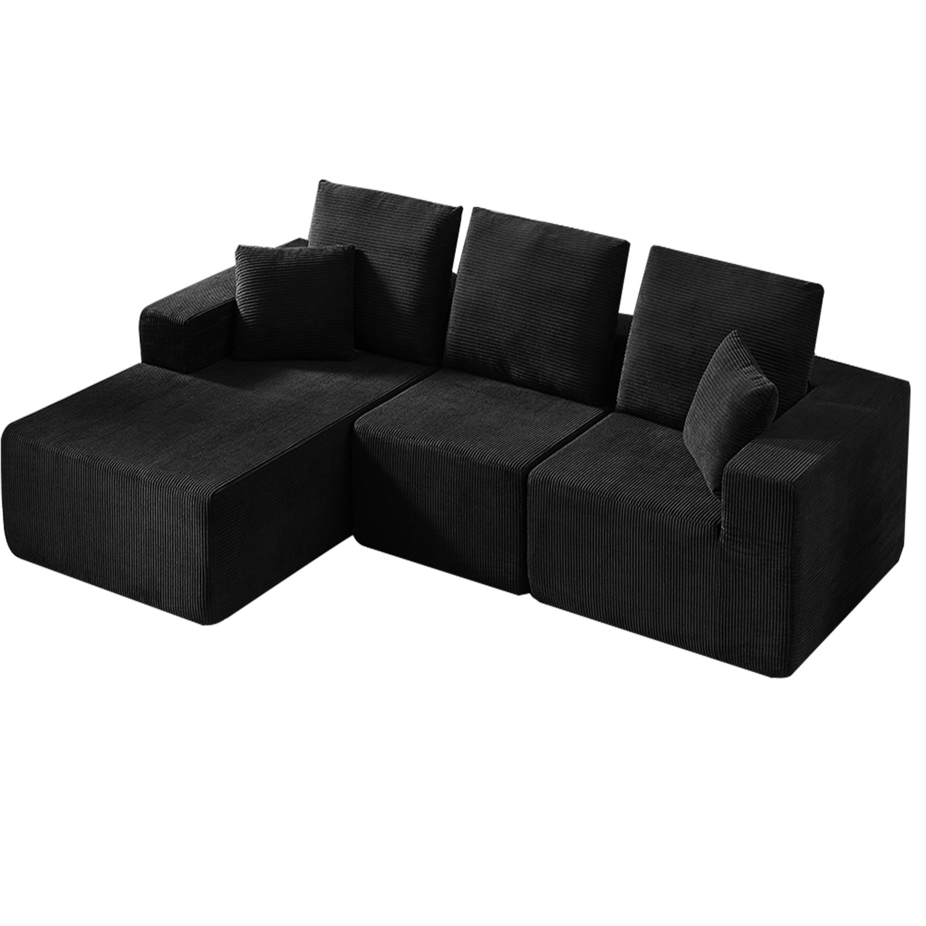 Modular Sectional Sofa With Chaise, L Shaped Cloud Couch With Deep Seat, Sectional Couches For Living Room - Black Home Essentials