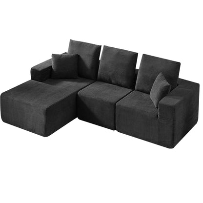 Modular Sectional Sofa With Chaise, L Shaped Cloud Couch With Deep Seat, Sectional Couches For Living Room - Black Home Essentials