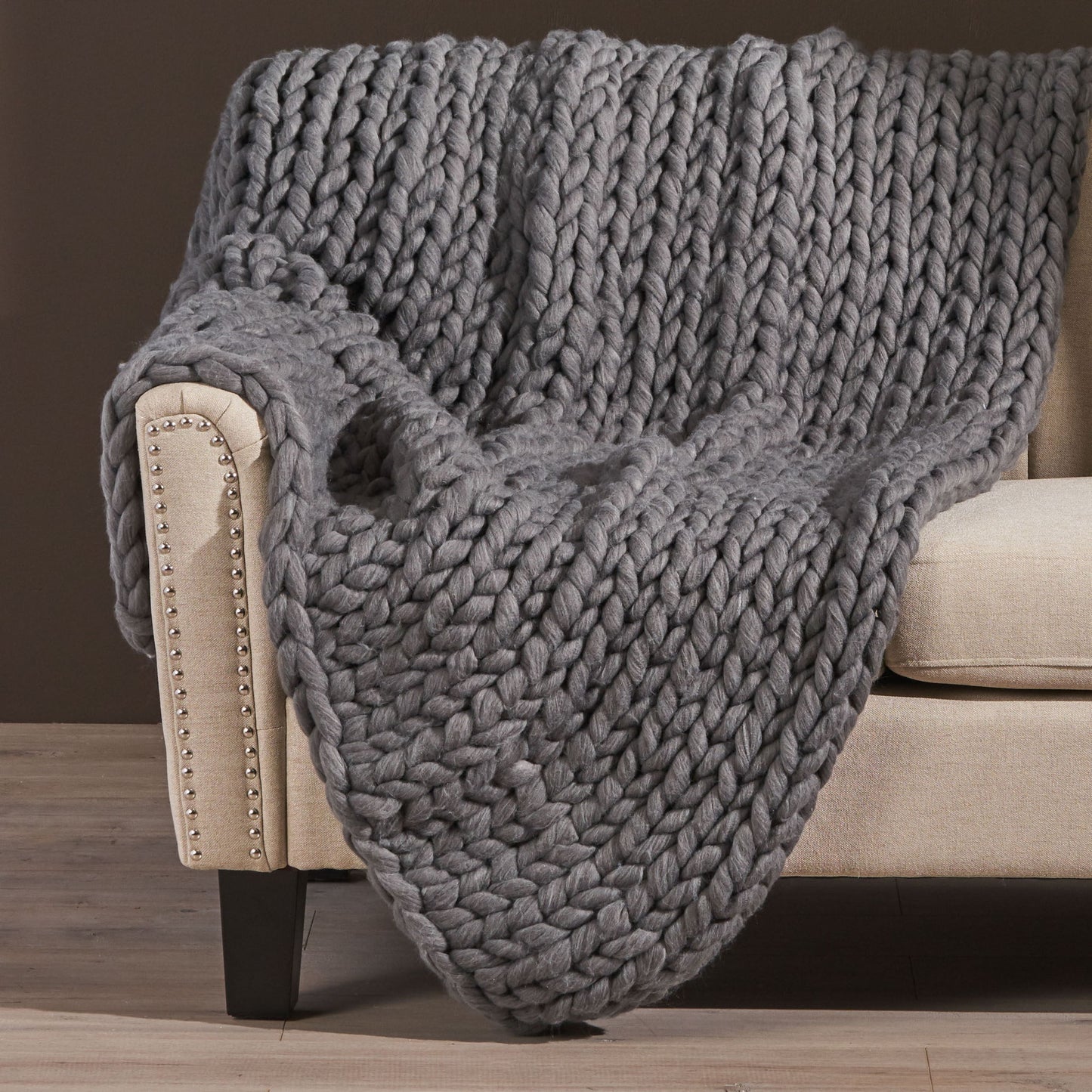 Cozy Knitted Acrylic Throw Blanket With Double Sided Design Noble House