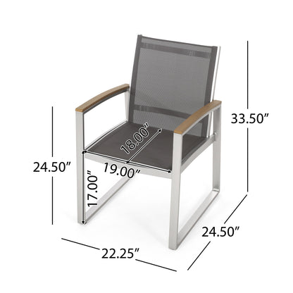 Poetic - Outdoor Dining Chair With Faux Wood Arms And Aluminum Frame (Set of 2) - Gray Noble House