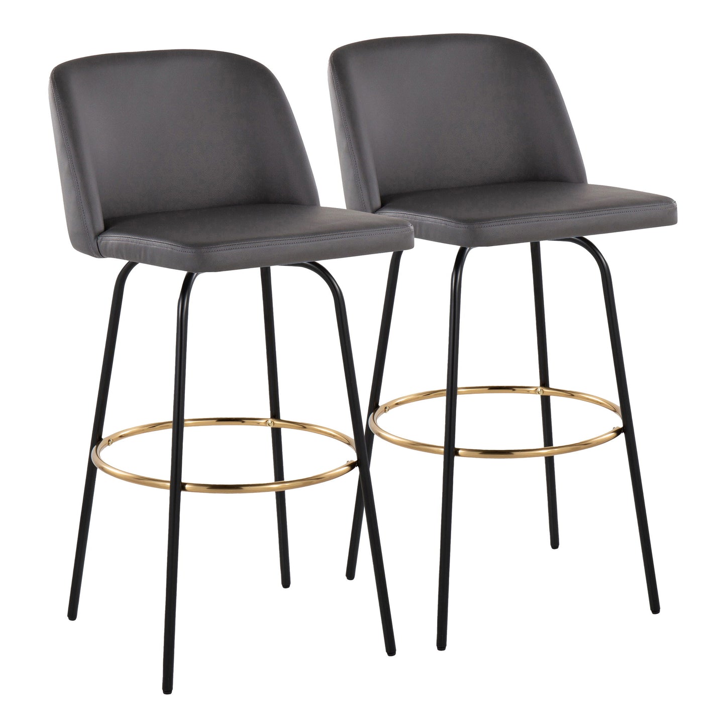 Toriano - Contemporary Fixed Height, Barstool With Swivel & Round Footrest (Set of 2) Lumi Source