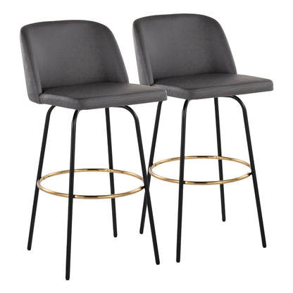Toriano - Contemporary Fixed Height, Barstool With Swivel & Round Footrest (Set of 2) Lumi Source
