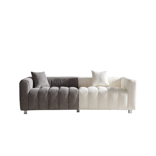 3 Seater Sofa With Metal Base Legs And 2 Pillows In +, 87.4" Premium Couch For Living Room - White / Gray Home Essentials