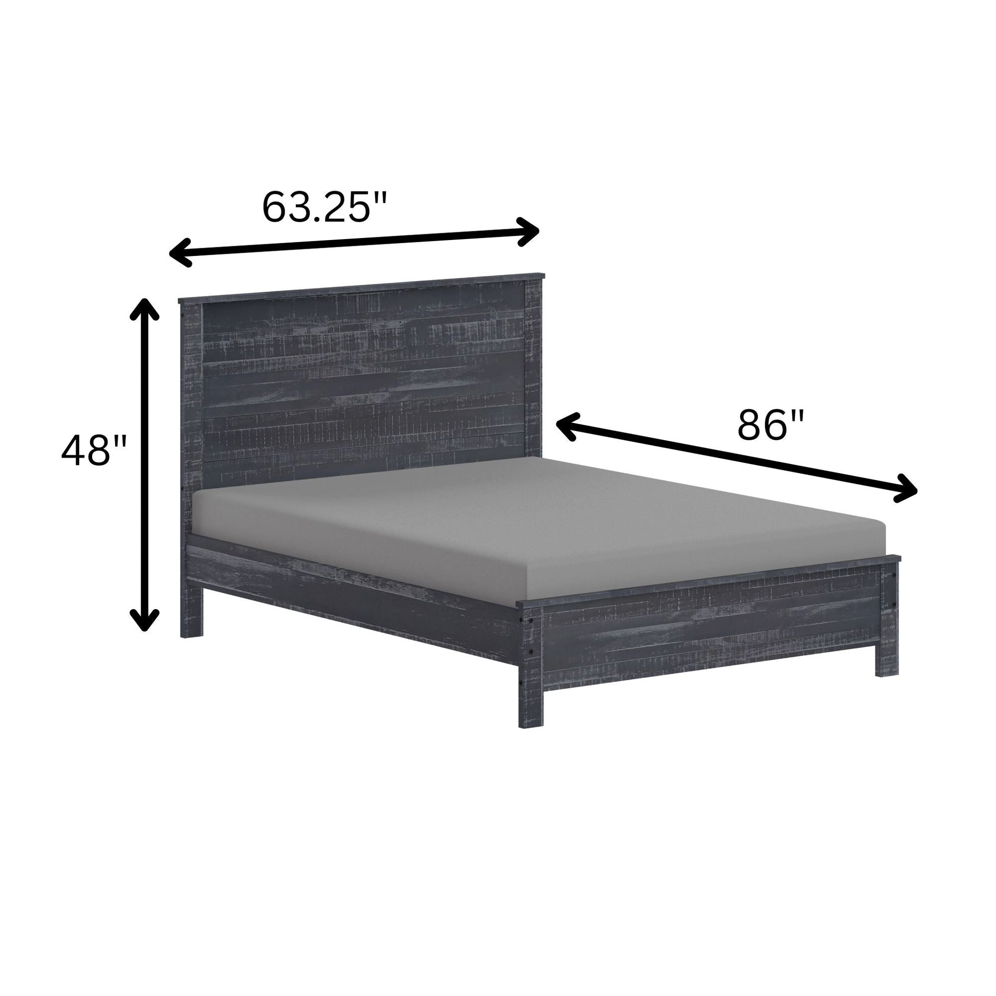 Albany - Bed Frame With Headboard, Heavy Duty Modern Rustic Design Home Essentials