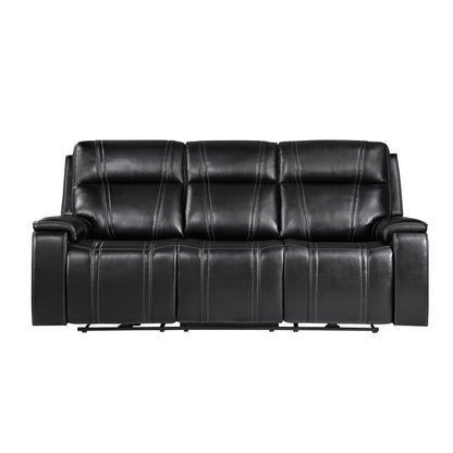 Gary - Power Reclining Sofa With Pillow Top Arms, Hidden Cup Holders - Black Global Furniture USA