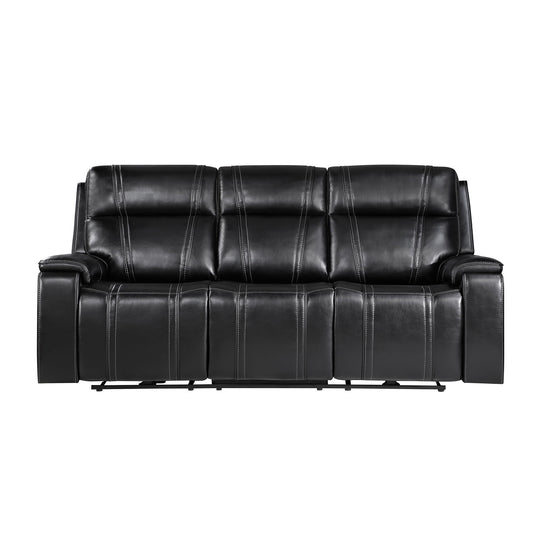 Gary - Power Reclining Sofa With Pillow Top Arms, Hidden Cup Holders - Black Global Furniture USA