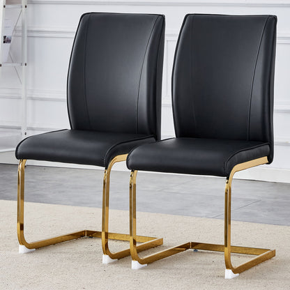 Luxurious And Minimalist Chair Covers, 2 High Elasticity Dining Chairs Arched Legs - Black / Gold Home Essentials
