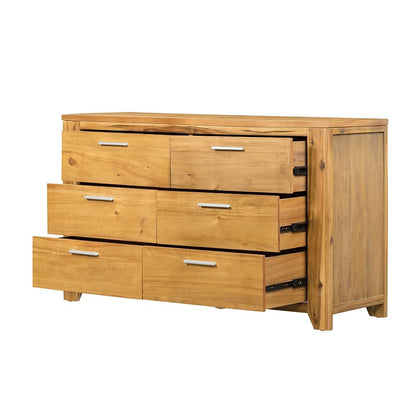 6 Drawer Dresser - Natural Brown