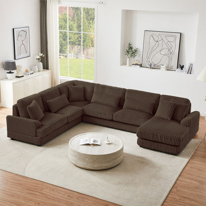 Oversized Sectional Sofa U - Shaped Sofa Couch Modern Sofa Upholstered In Soft Corduroy With A Chaise Lounge For Living Room Hearth and Haven