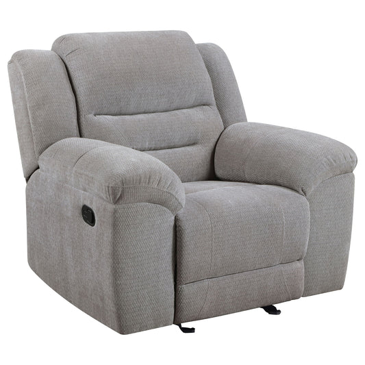 Sebring - Upholstered Glider Recliner Chair With Manual Recline And Smooth Gliding Motion - Gray Furniture Max