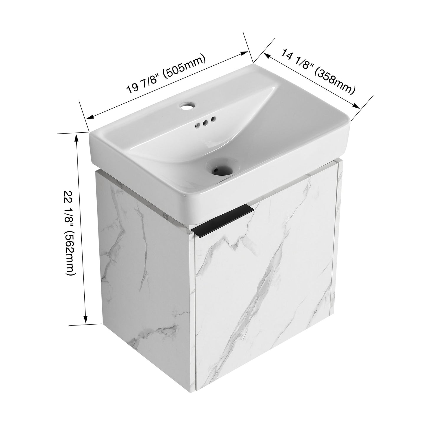 Wall Mounted Bathroom Vanity With Ceramic Sink And Storage Cabinet Home Essentials