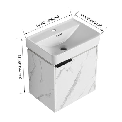 Wall Mounted Bathroom Vanity With Ceramic Sink And Storage Cabinet Home Essentials