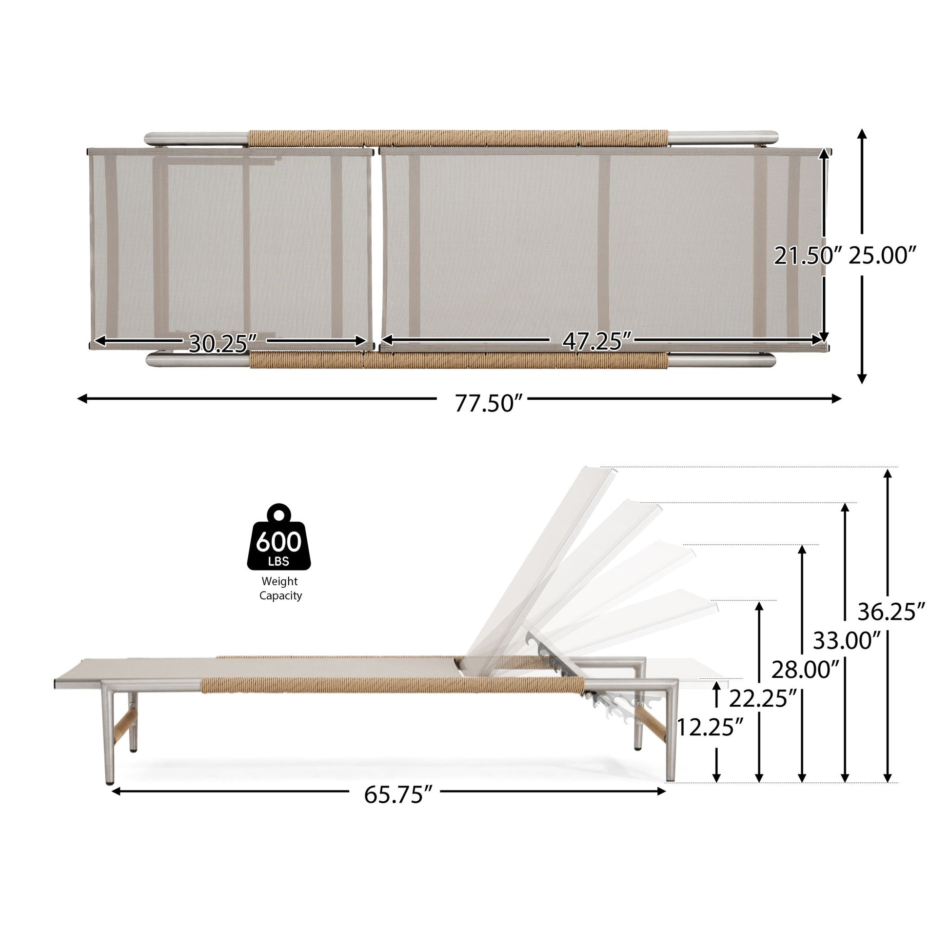 Hargrove - Outdoor Patio Aluminum Chaise Lounge (Set of 2) - Natural / Silver Noble House
