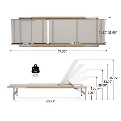 Hargrove - Outdoor Patio Aluminum Chaise Lounge (Set of 2) - Natural / Silver Noble House