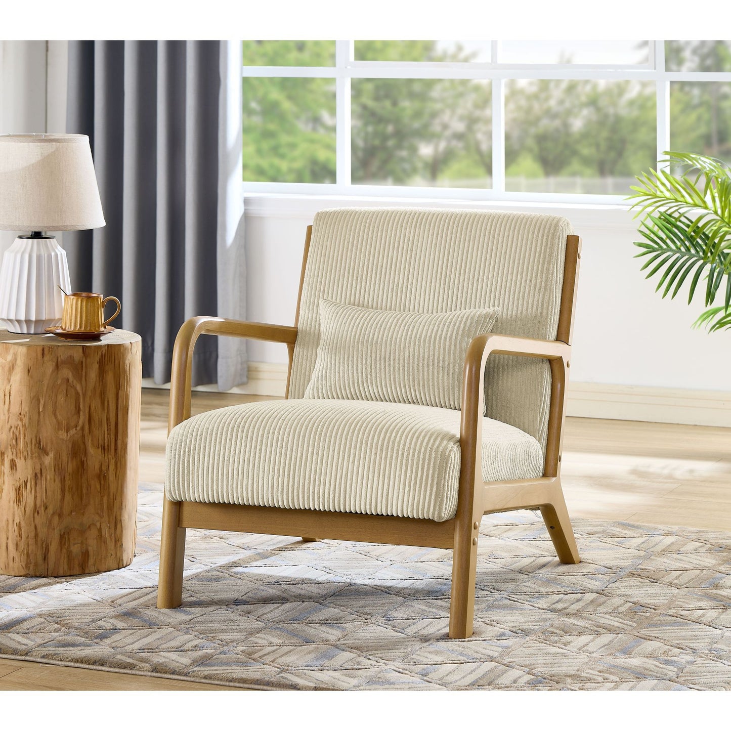 Upholstered Armchair With Back Support Pillow Home Essentials