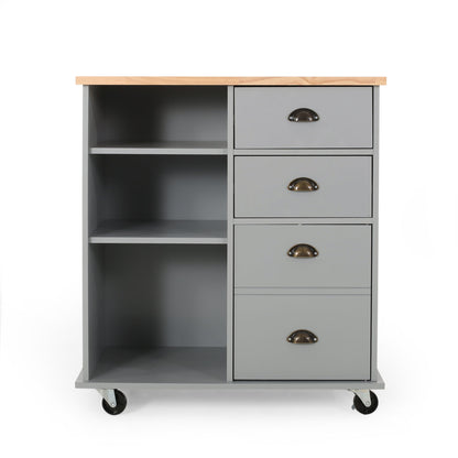 Yohaan - Contemporary Kitchen Cart With Wheels Noble House