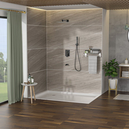 12" Ceiling Mount Square Shower System With Waterfall Tub Spout And Rough In Valve Daily Nest