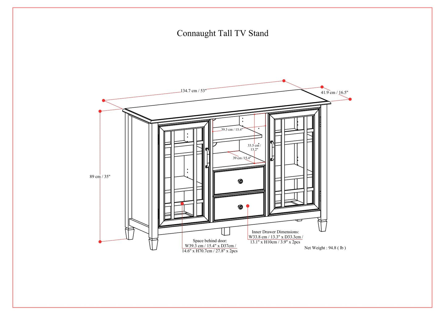 Connaught - Tall TV Stand - Brown Simpli-Home