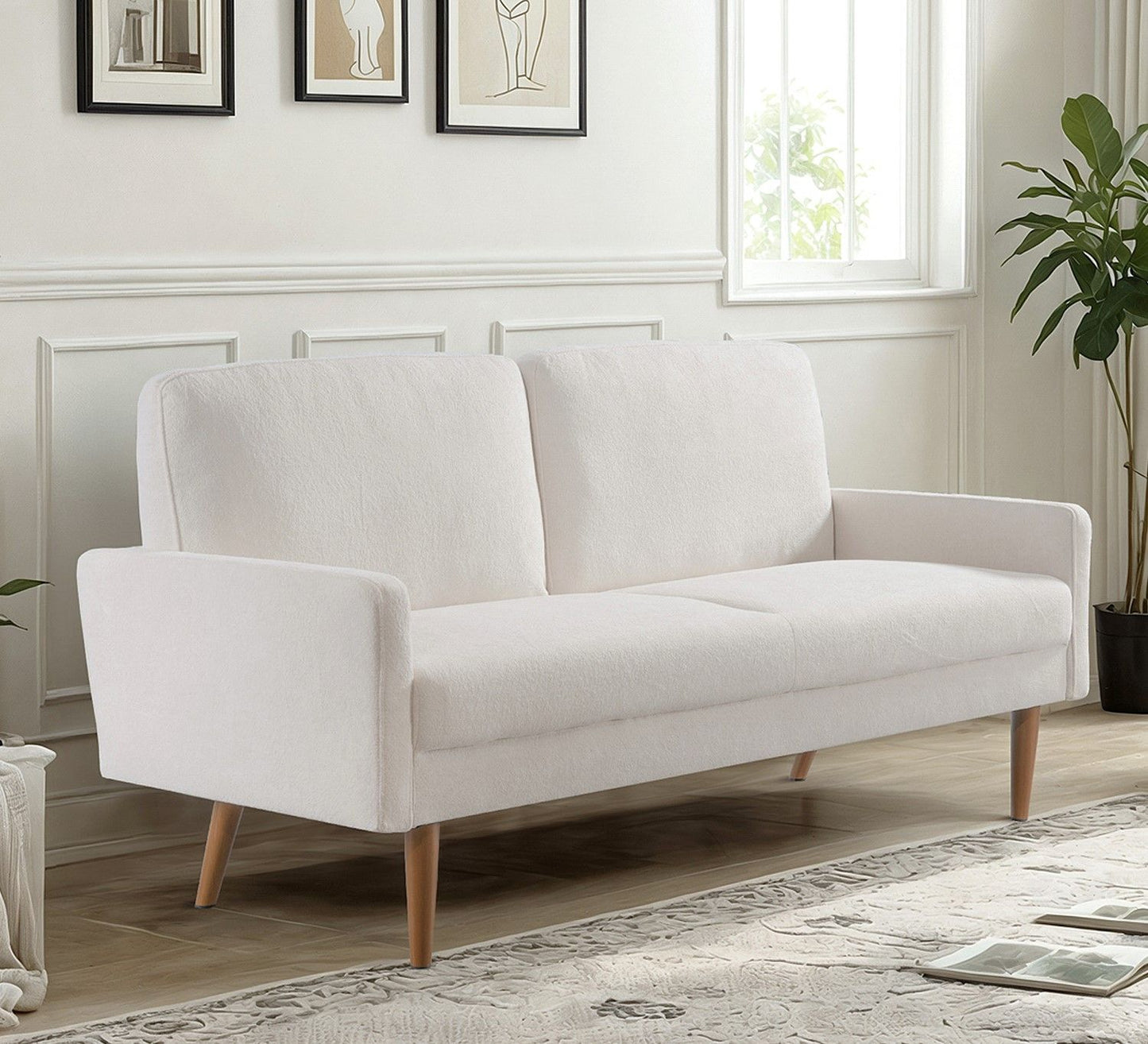 Sofa, European Style With Sleek Design, Modern & Vintage Flair, Upholstered 3 Seater Couch US Pride
