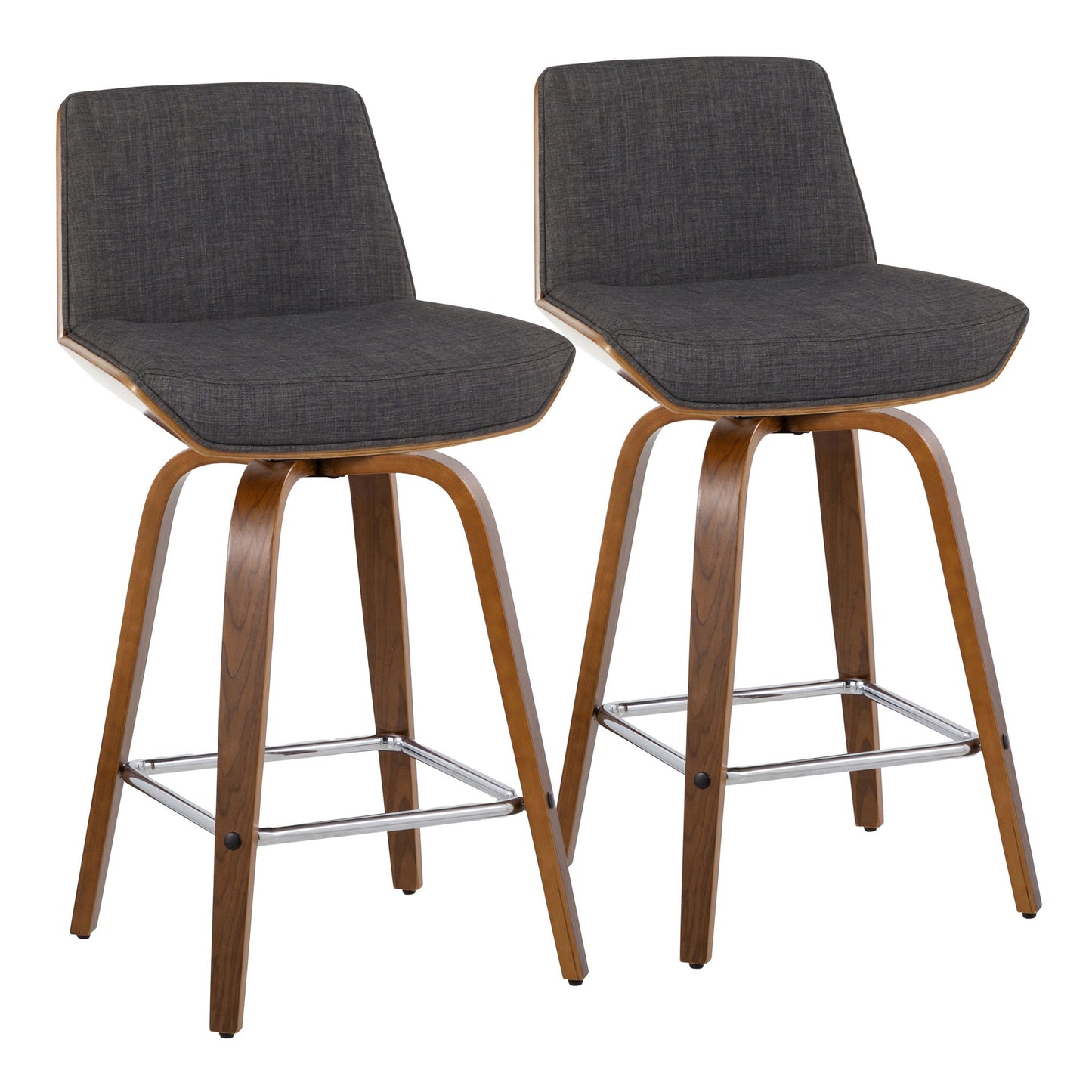 Corazza - Mid Century Modern Fixed Height Counter Stool With Swivel And Square Footrest (Set of 2) Lumi Source