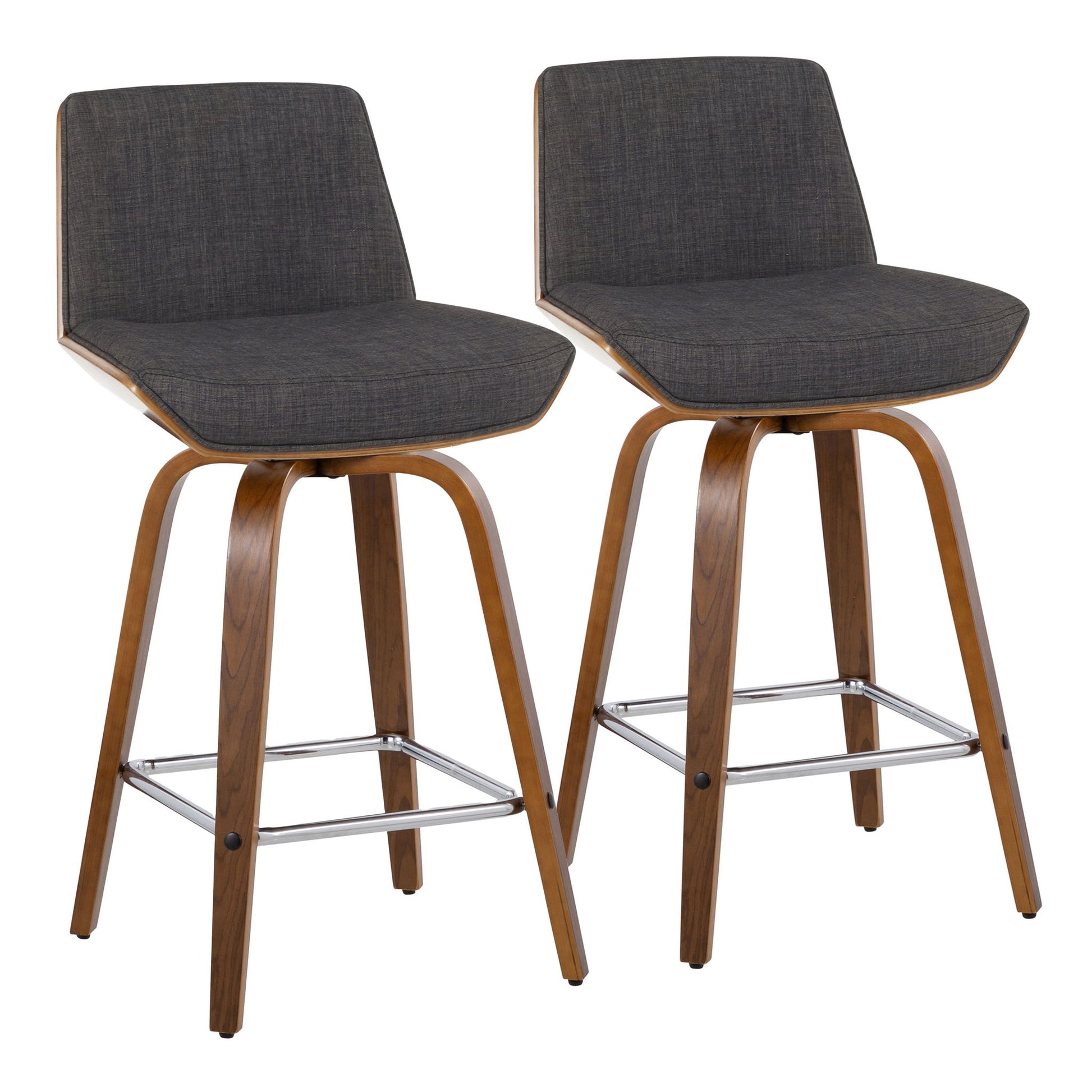 Corazza - Mid Century Modern Fixed Height Counter Stool With Swivel And Square Footrest (Set of 2) Lumi Source