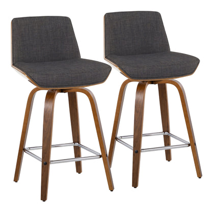 Corazza - Mid Century Modern Fixed Height Counter Stool With Swivel And Square Footrest (Set of 2) Lumi Source