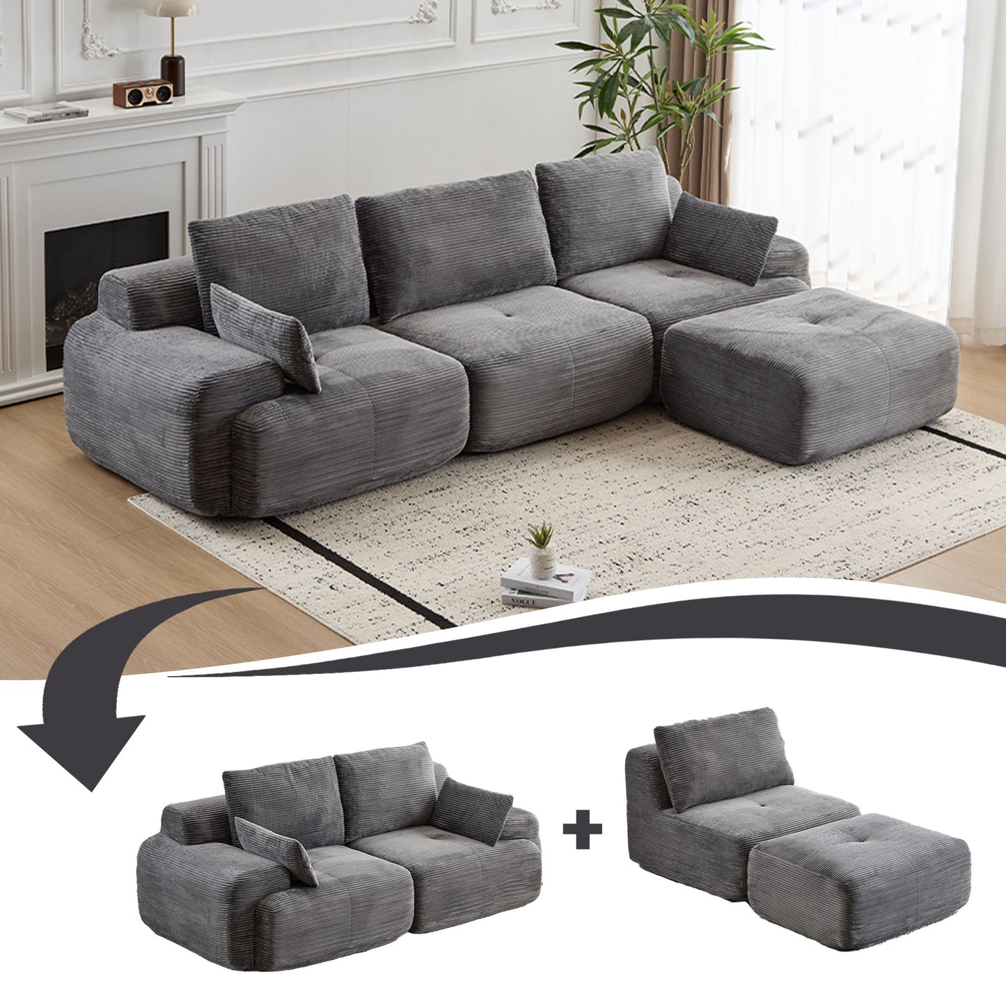 Compressed Sofa, Large Sectional Couches For Living Room Home Essentials