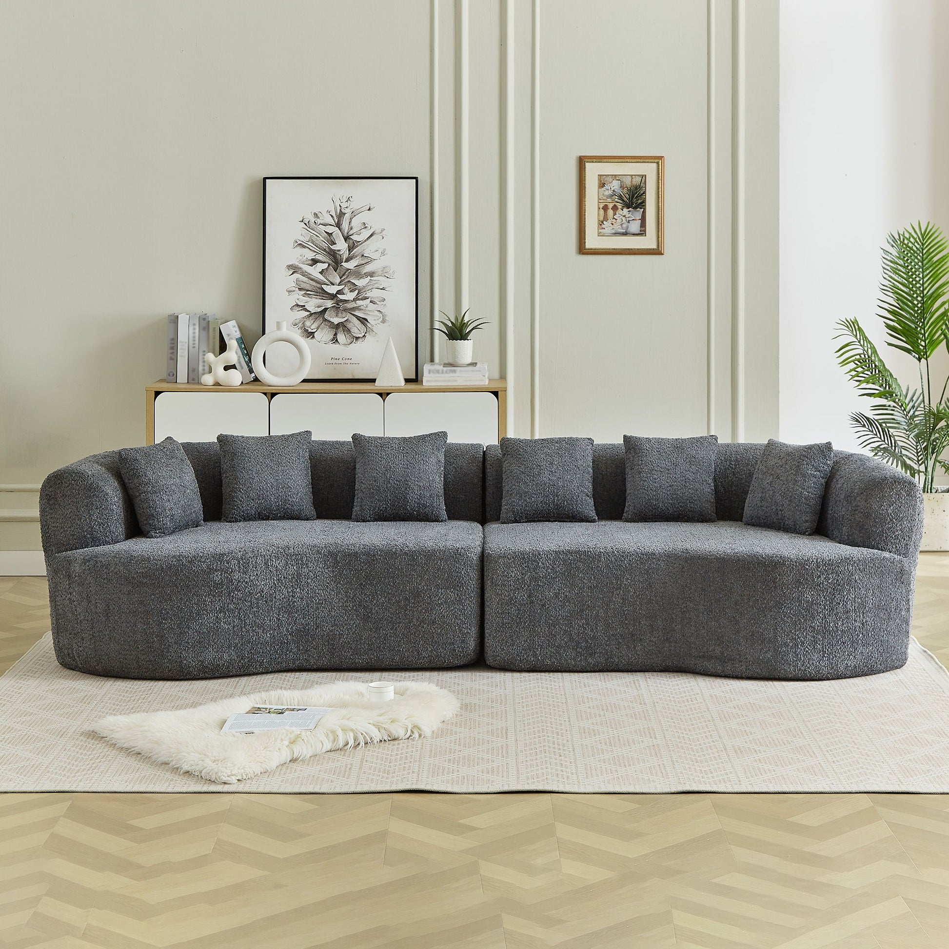 Curved Sectional Sofa With 6 Pillows Home Essentials
