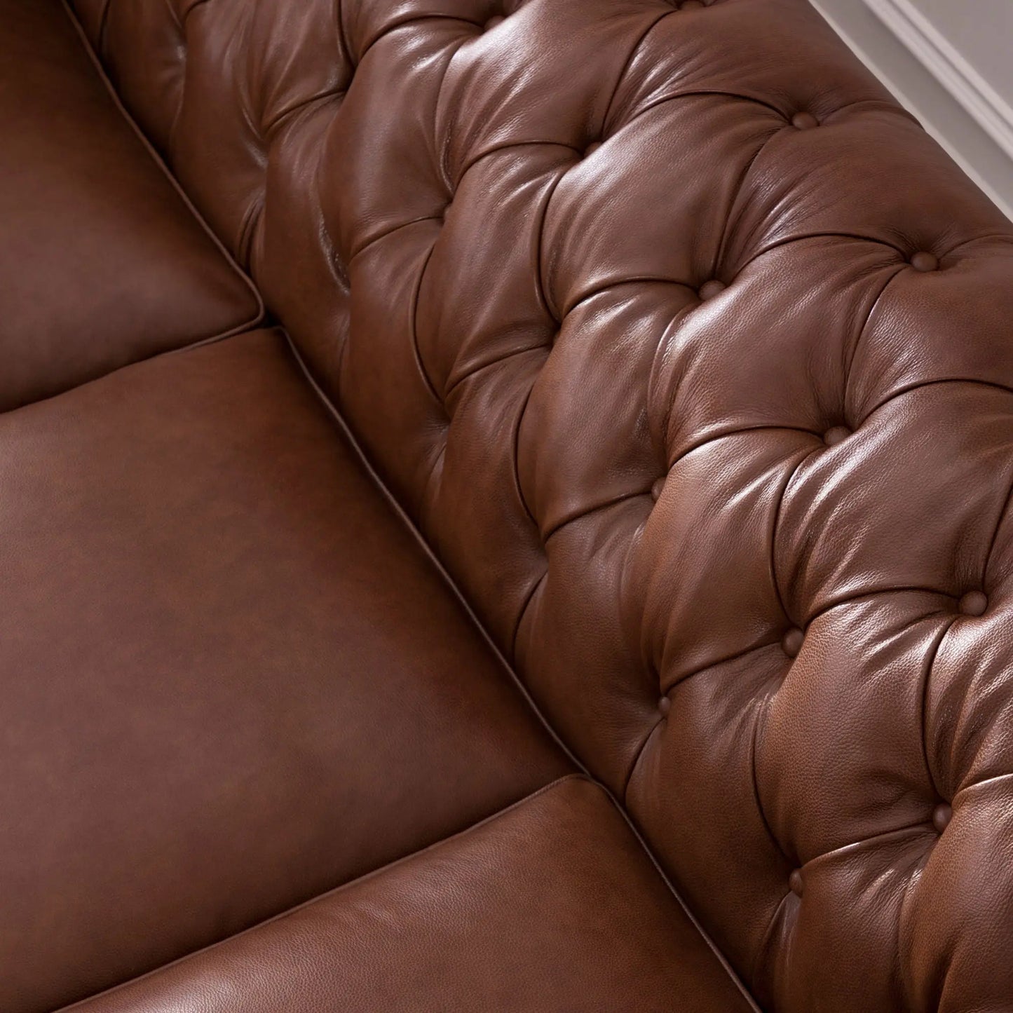 Traditional Tufted Leather Chesterfield Nailhead Sofa Nicelink