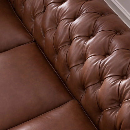 Traditional Tufted Leather Chesterfield Nailhead Sofa Nicelink