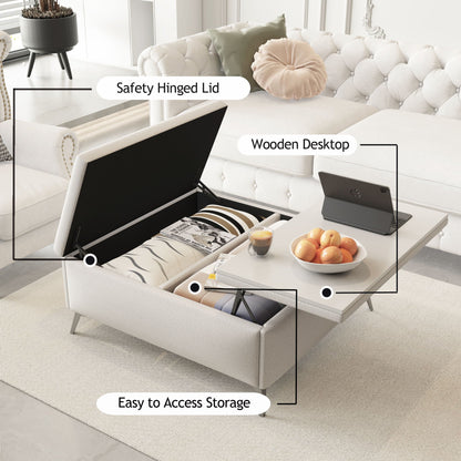 Modern Square Storage Ottoman Coffee Table With Lift-Top Design Home Essentials