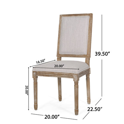 French Country Style Dining Chair With Upholstered Seating And Fluted Legs Noble House