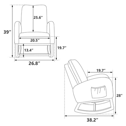 Modern Accent Rocker Armchair With Side Pocket, Upholstered High Back Home Essentials
