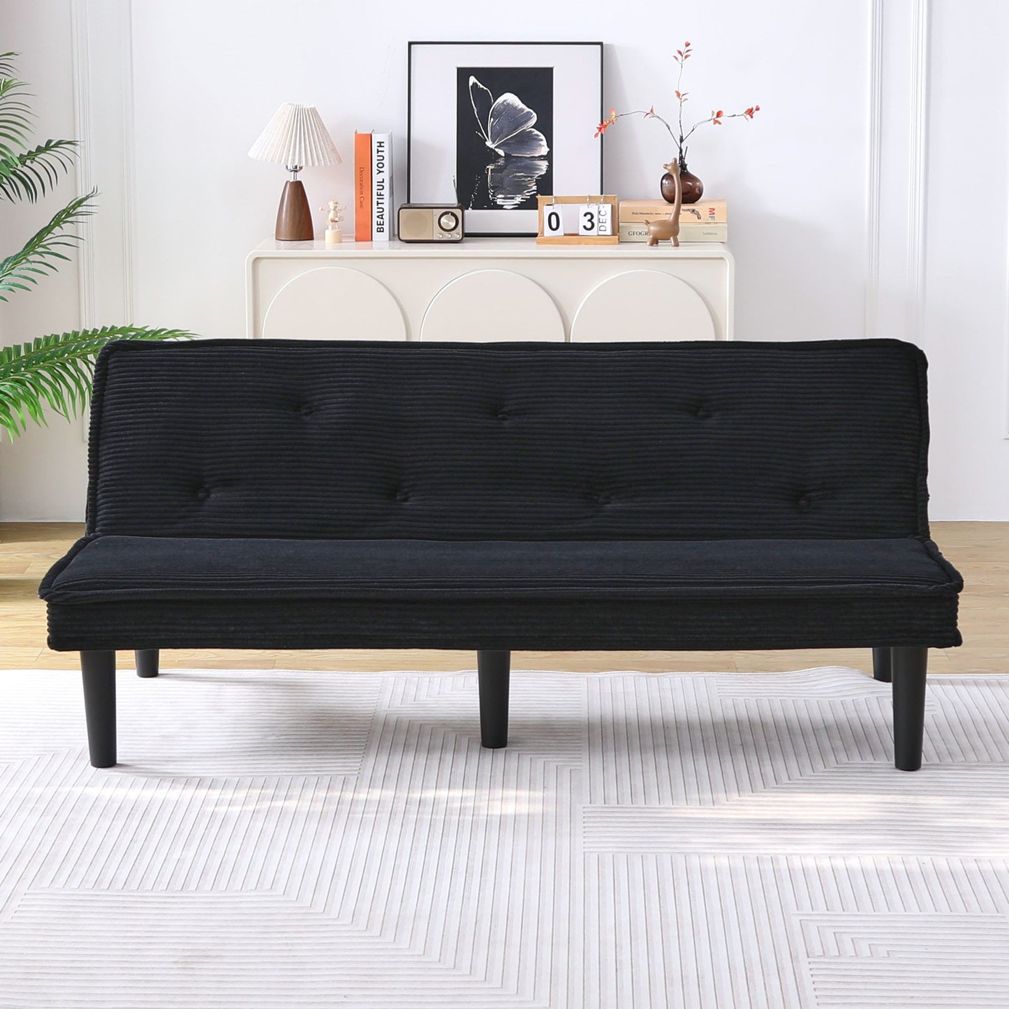 Versatile Corduroy Sofa Bed With Solid Wood Frame Home Essentials