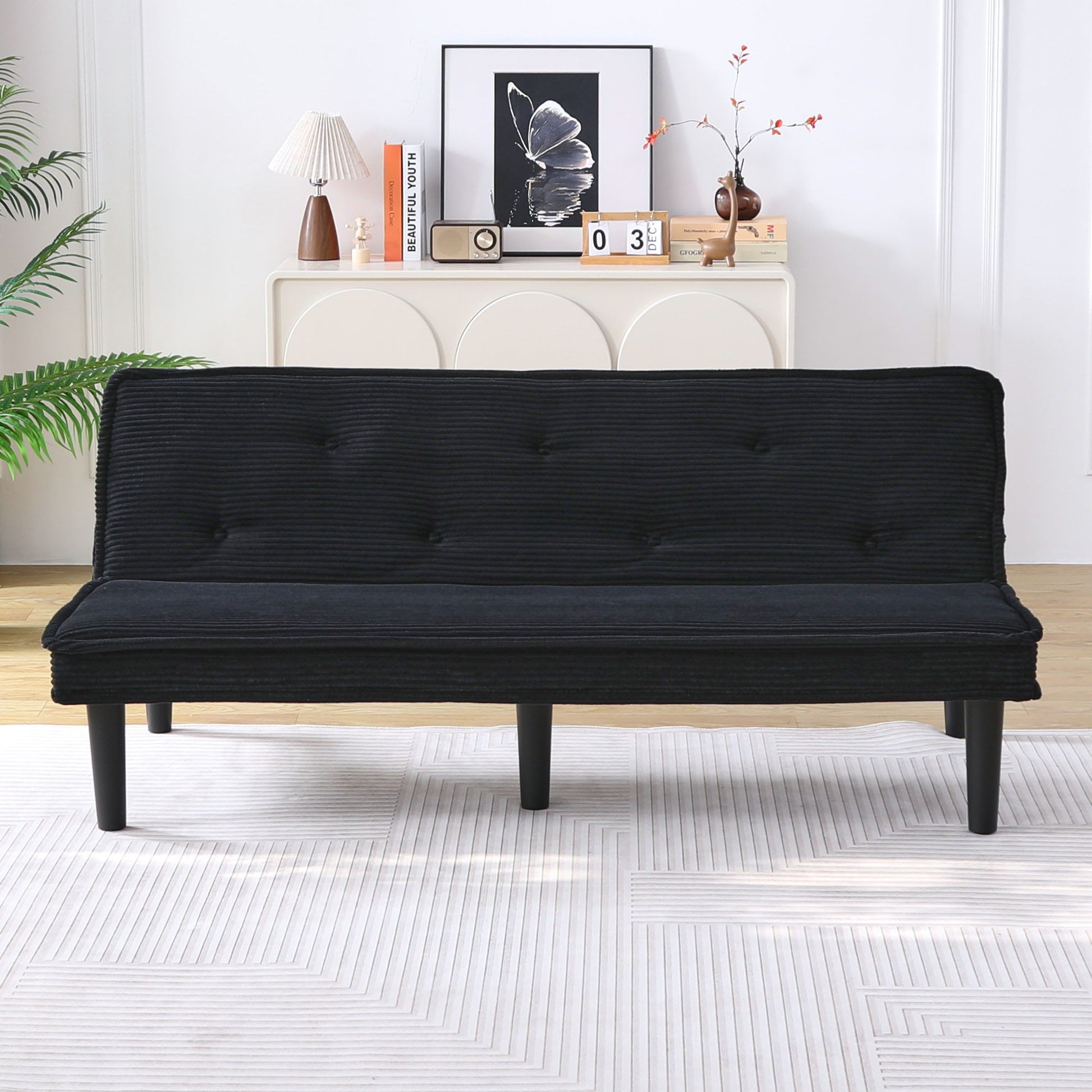 Versatile Corduroy Sofa Bed With Solid Wood Frame Home Essentials