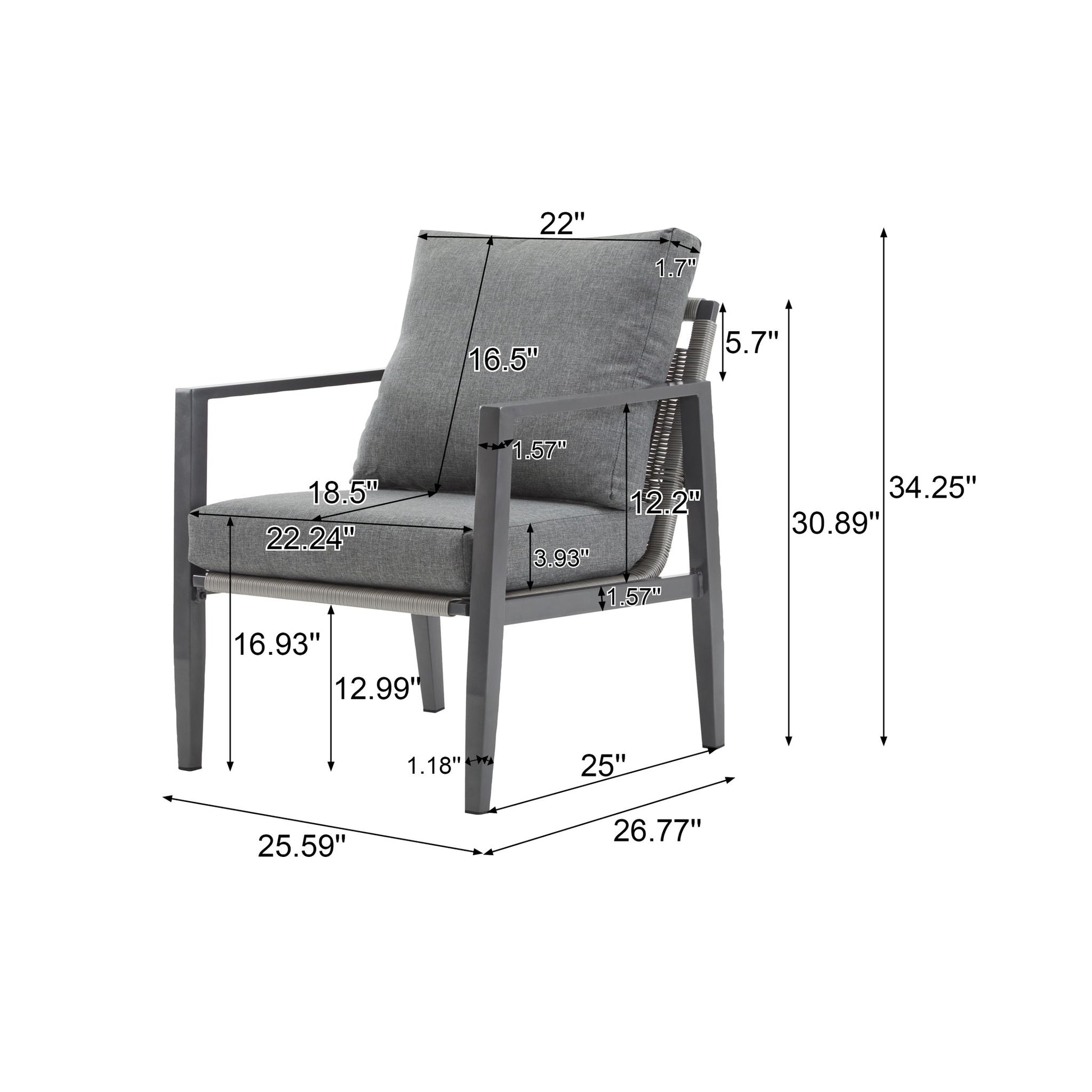 Modern Lounge Chair With Rope Accents And Cushions Noble House