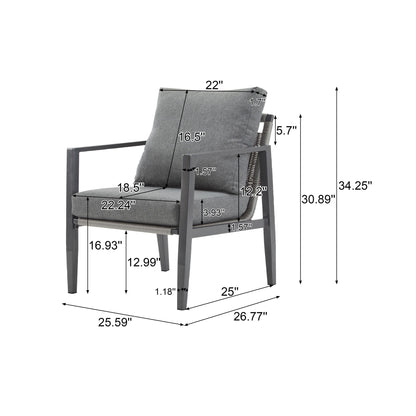 Modern Lounge Chair With Rope Accents And Cushions Noble House