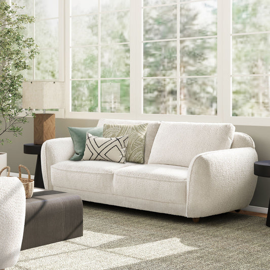 Sharon - Puffy Arm Sofa - Alpaca Off-White Jennifer Taylor Home