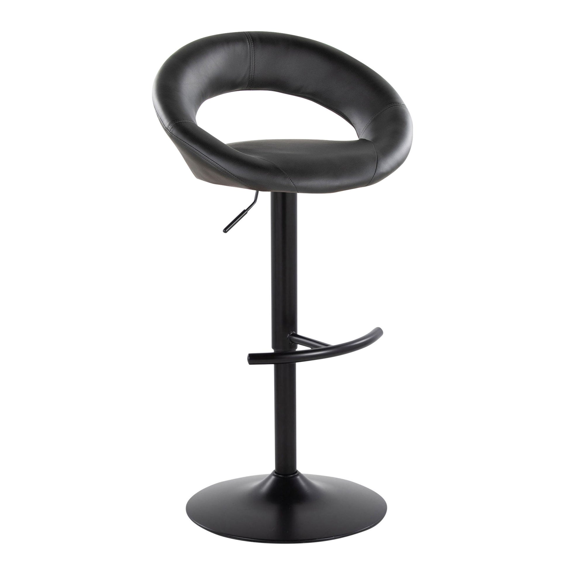 Posh - Contemporary Adjustable Barstool With Swivel & Rounded T Footrest (Set of 2) Lumi Source