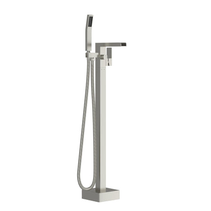 Freestanding Bathtub Faucet Waterfall Tub Filler Floor Mount Solid Brass With Hand Shower - Brushed Nickel Daily Nest