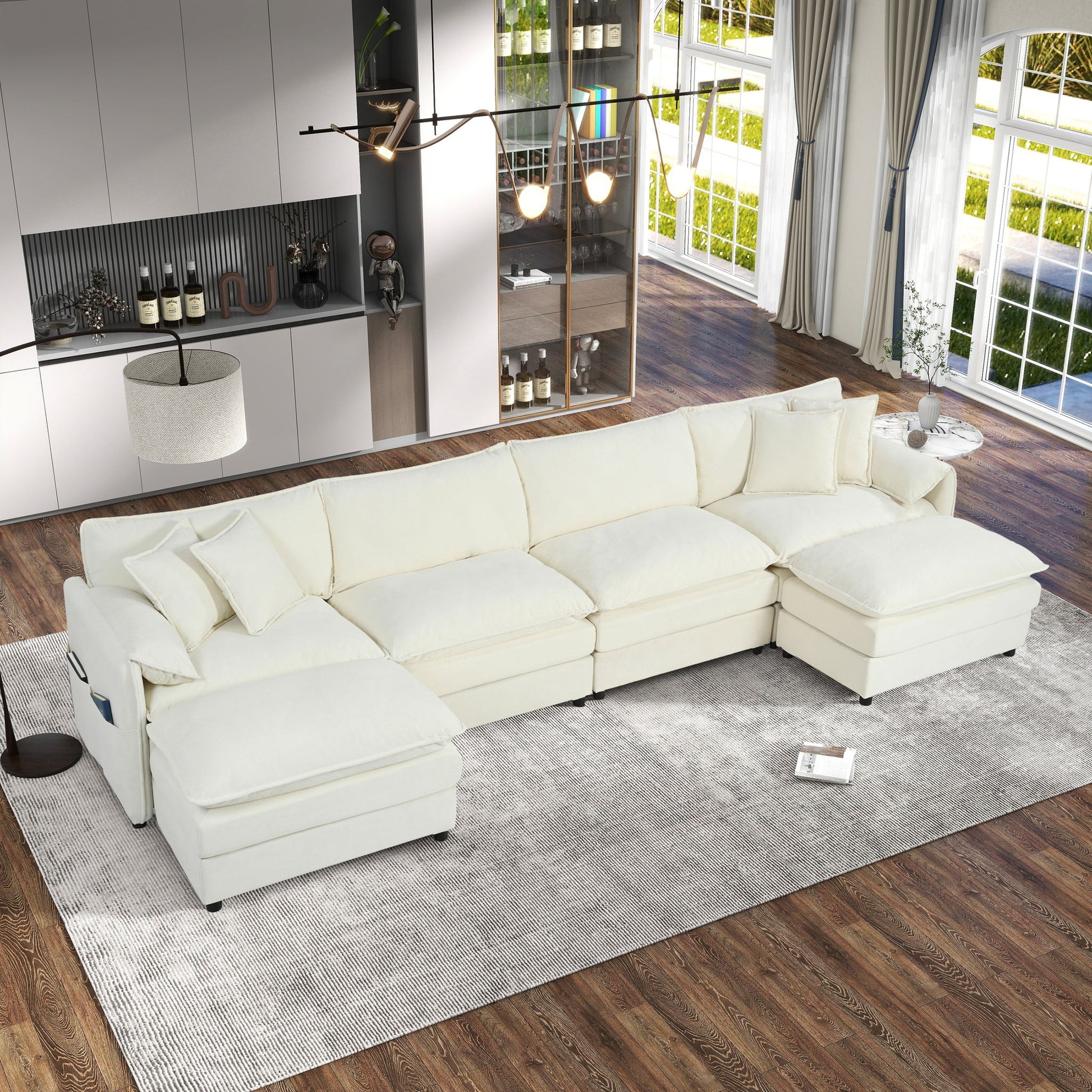 Modern Comfy Deep Seat Modular Sectional Sofa Cloud Couch With Ottoman Home Essentials