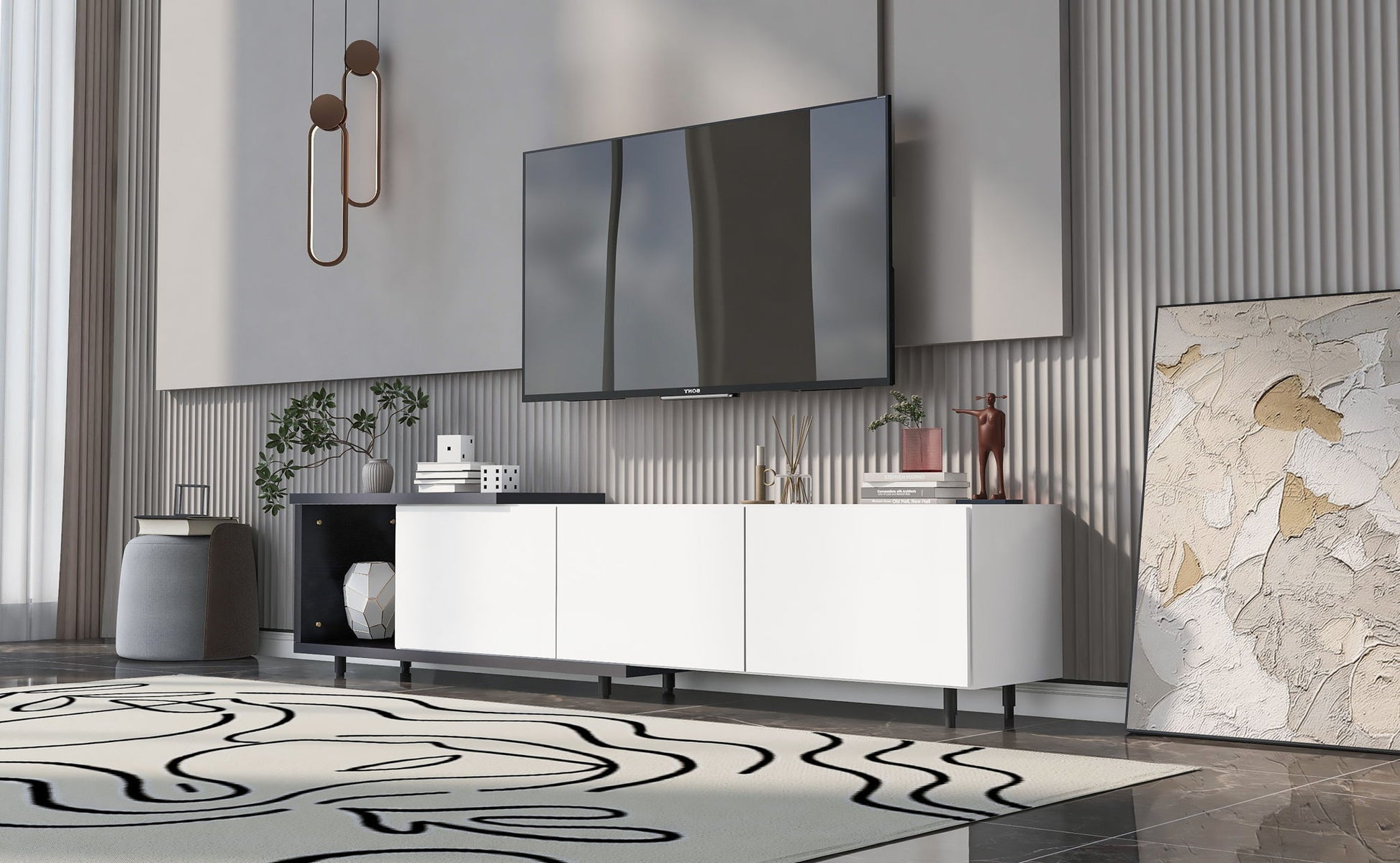 Modern Stylish Extendabletv Stand TV Cabinet For 80" TV Hearth and Haven